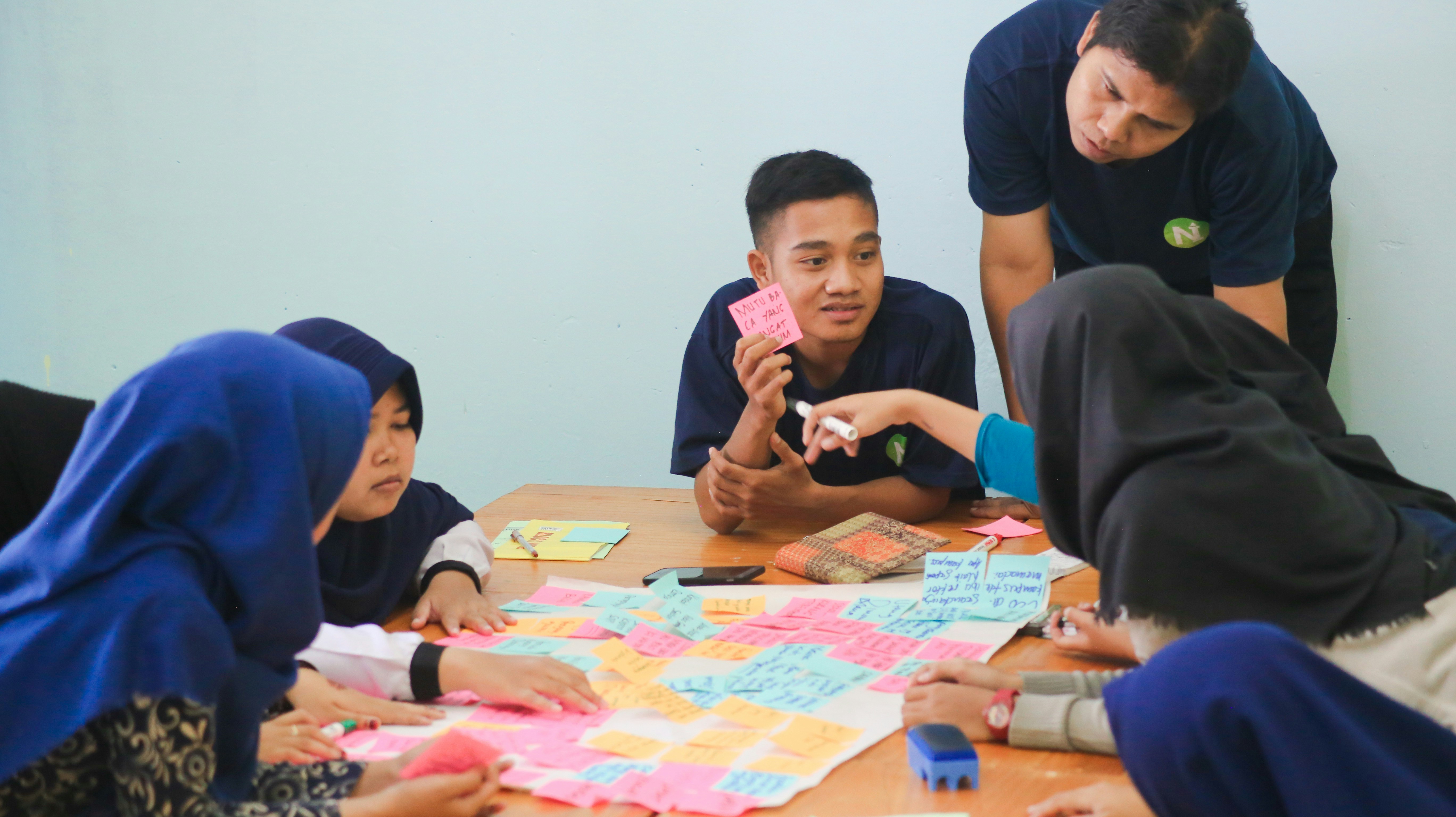 Students collaborating on a project
